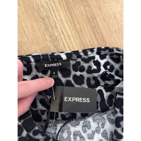Express Leopard Print Knit Halter Maxi Dress Size S Gray Black Stretch Vacation - Picture 3 of 9